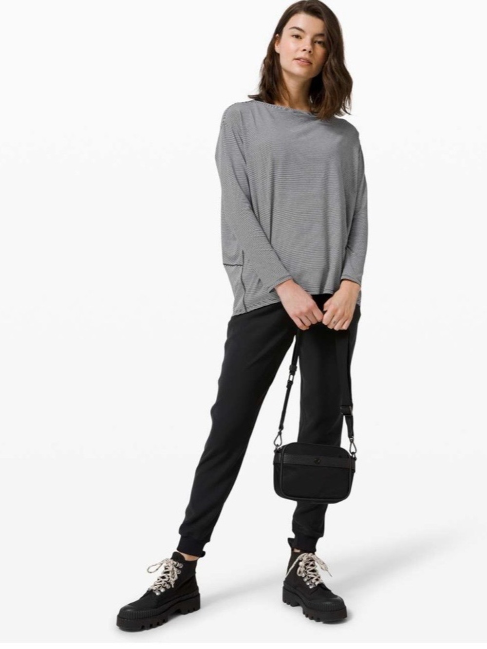 Lululemon Back In Action Long Sleeve
Tonka Stripe Black White W3DM5S fits an XS